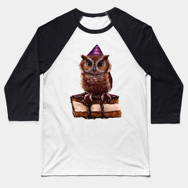 Owl on the cake Baseball T-Shirt by Magical Forest